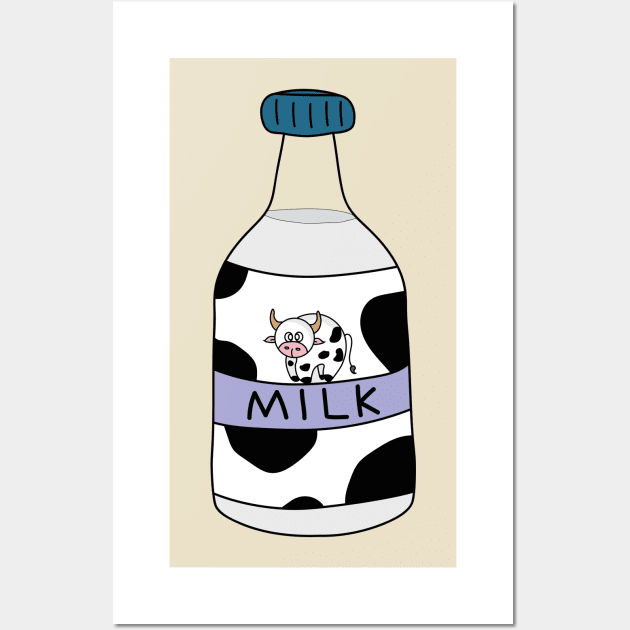 Cute bottle of milk with stains Wall Art by DiegoCarvalho